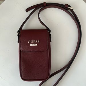 Guess | Maroon Leather Phone Crossbody